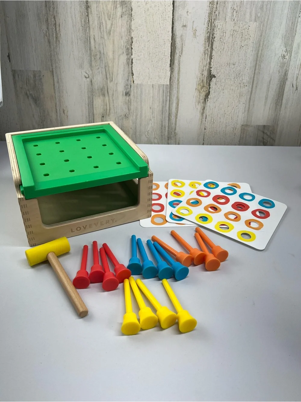 Lovevery Match and Tap Hammer Box Montessori Inspired Wooden Fine Motor Toy